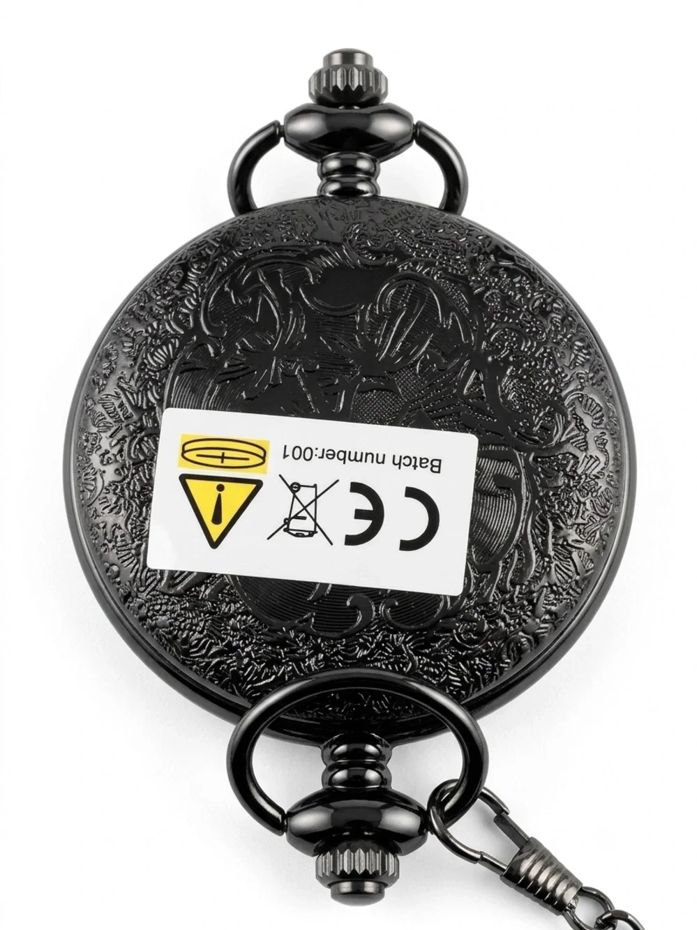 Black Gunmetal Pocket Watch Pendant with Chain